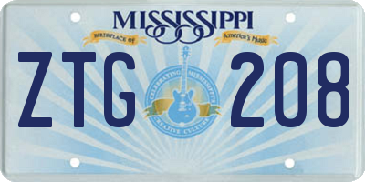 MS license plate ZTG208