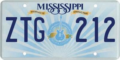 MS license plate ZTG212