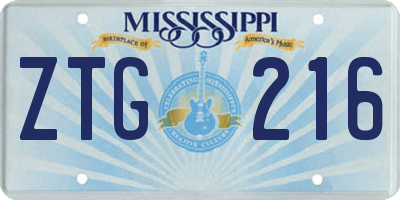 MS license plate ZTG216