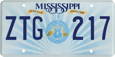 MS license plate ZTG217