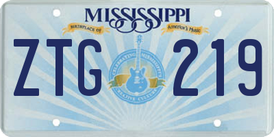 MS license plate ZTG219