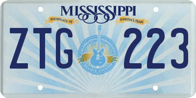 MS license plate ZTG223