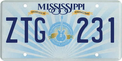 MS license plate ZTG231