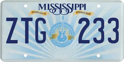 MS license plate ZTG233