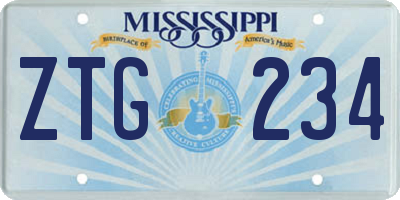 MS license plate ZTG234