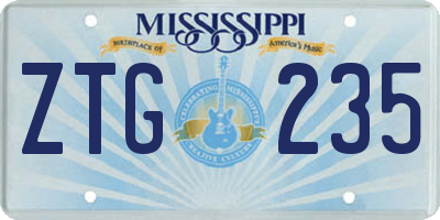 MS license plate ZTG235