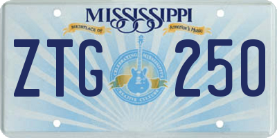 MS license plate ZTG250