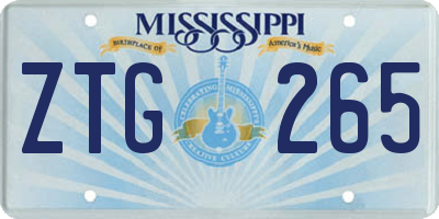 MS license plate ZTG265