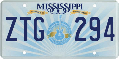 MS license plate ZTG294