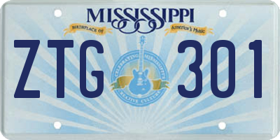 MS license plate ZTG301