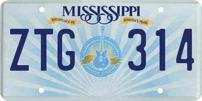 MS license plate ZTG314