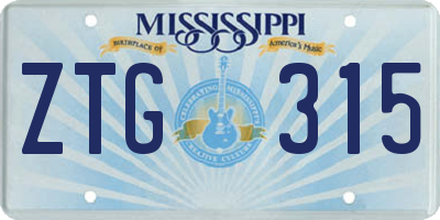 MS license plate ZTG315