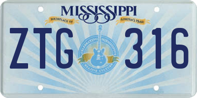 MS license plate ZTG316