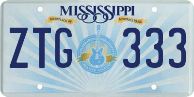 MS license plate ZTG333