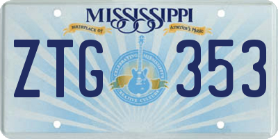 MS license plate ZTG353