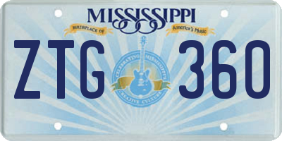 MS license plate ZTG360