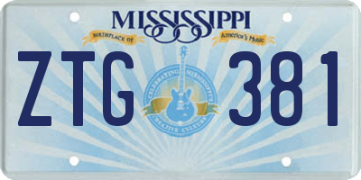 MS license plate ZTG381