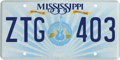 MS license plate ZTG403