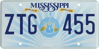 MS license plate ZTG455