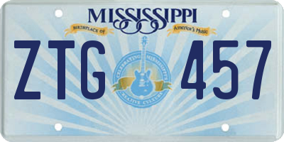 MS license plate ZTG457
