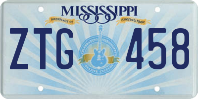 MS license plate ZTG458