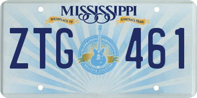 MS license plate ZTG461