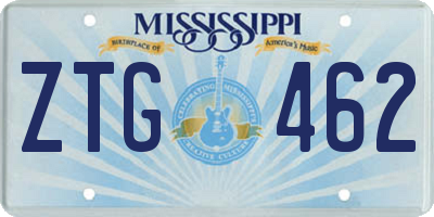 MS license plate ZTG462
