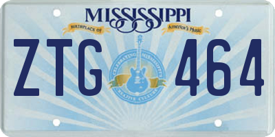 MS license plate ZTG464