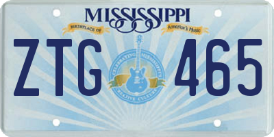 MS license plate ZTG465