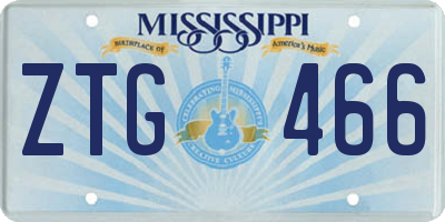 MS license plate ZTG466