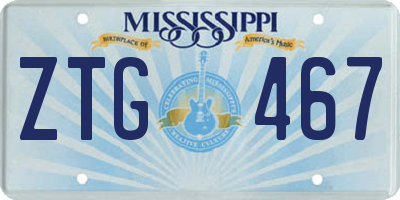 MS license plate ZTG467