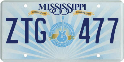 MS license plate ZTG477