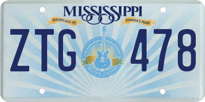 MS license plate ZTG478