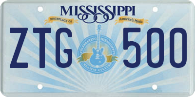 MS license plate ZTG500