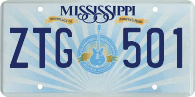 MS license plate ZTG501