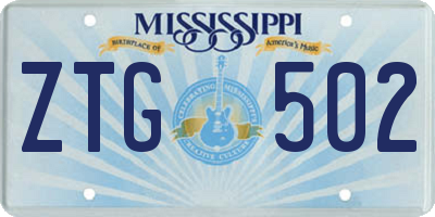 MS license plate ZTG502