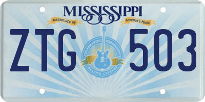 MS license plate ZTG503