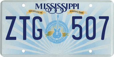 MS license plate ZTG507