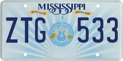 MS license plate ZTG533