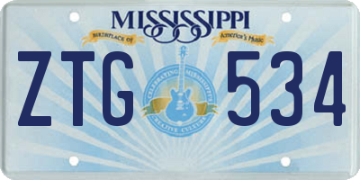 MS license plate ZTG534