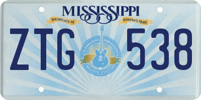 MS license plate ZTG538