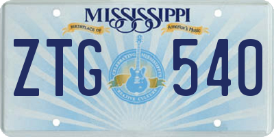 MS license plate ZTG540