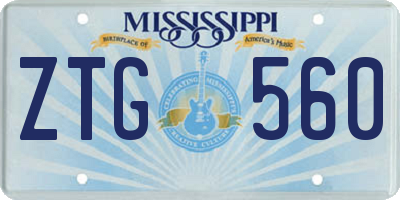 MS license plate ZTG560