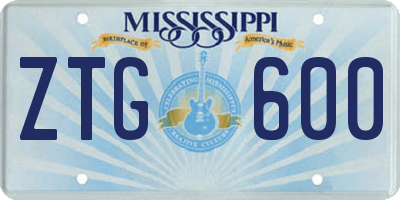 MS license plate ZTG600