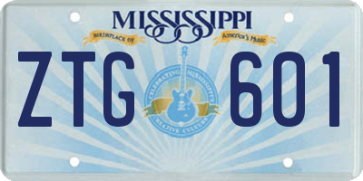MS license plate ZTG601