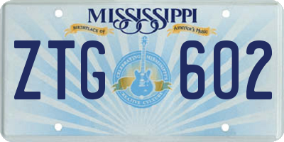 MS license plate ZTG602