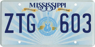 MS license plate ZTG603
