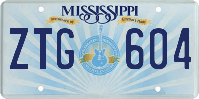 MS license plate ZTG604