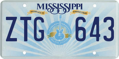 MS license plate ZTG643
