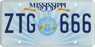 MS license plate ZTG666